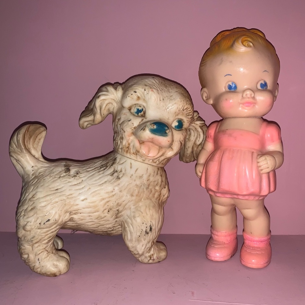 Lot of 2 vintage rubber toys